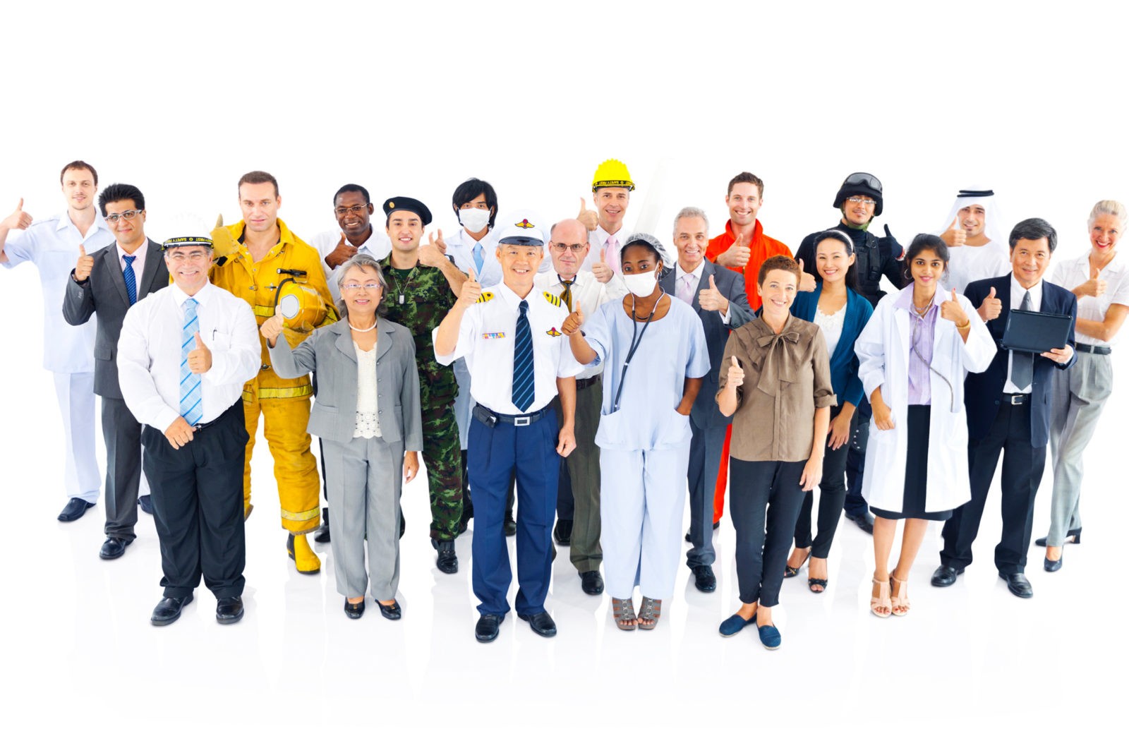 About - Group Of Smiling People From Various Professions Making Thumbs Up Gesture