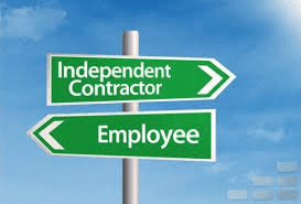 Signs - One Pointing to independent contractor, the other to employee